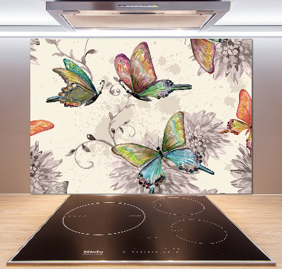 Kitchen splashback Butterflies and flowers