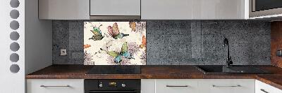 Kitchen splashback Butterflies and flowers