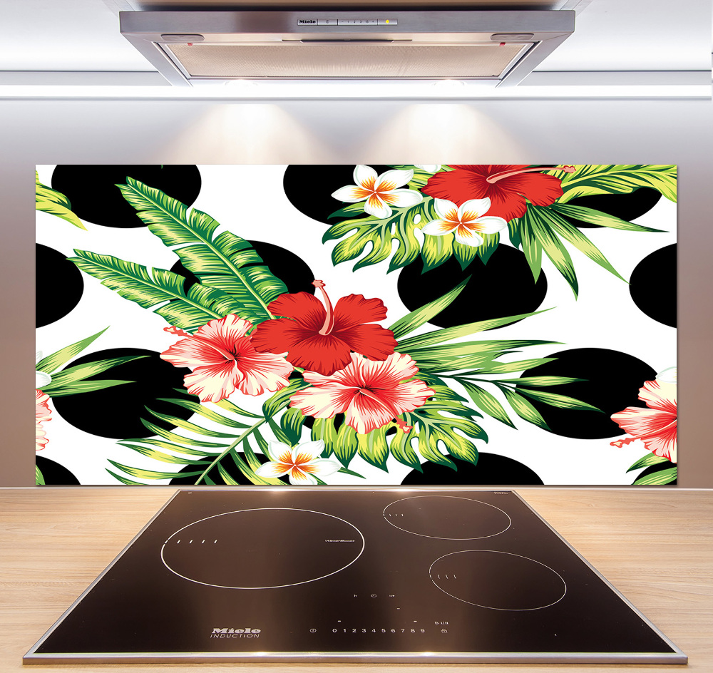 Cooker splashback Hawaiian flowers