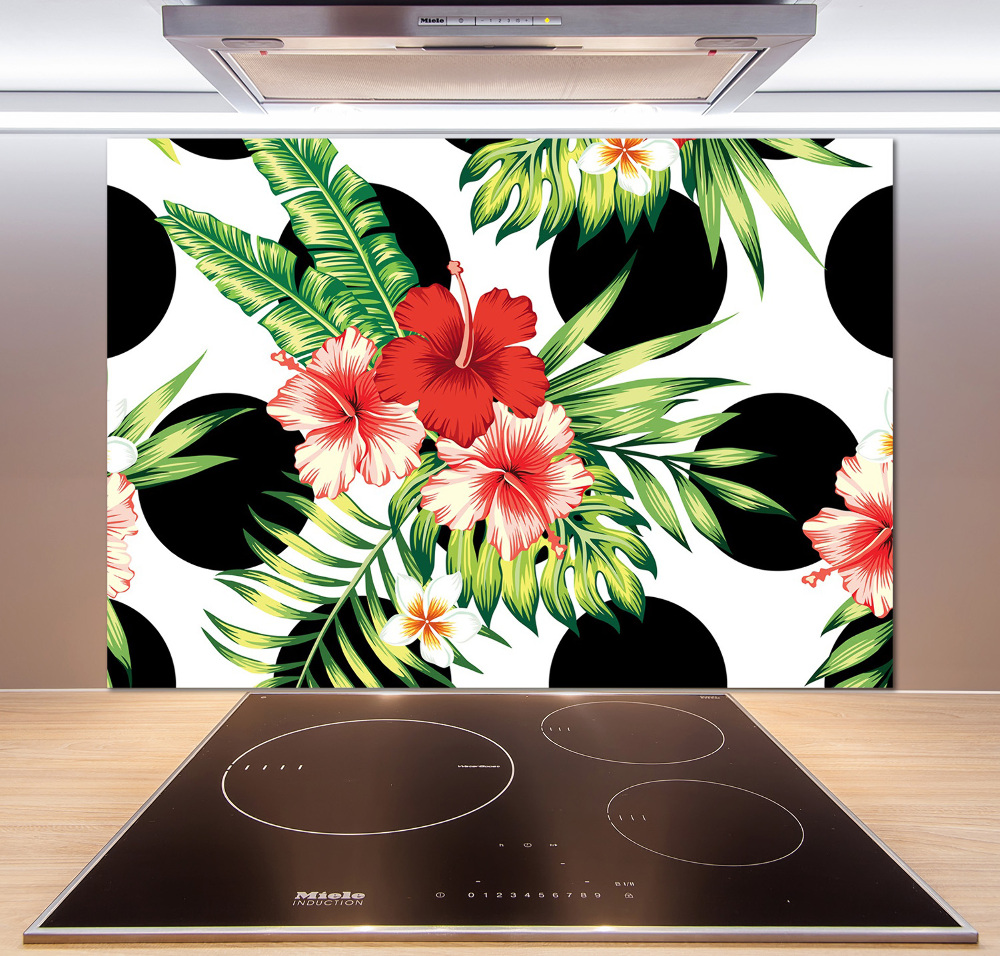 Cooker splashback Hawaiian flowers