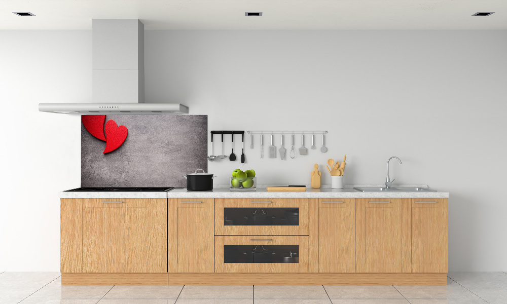 Kitchen wall panels Red hearts