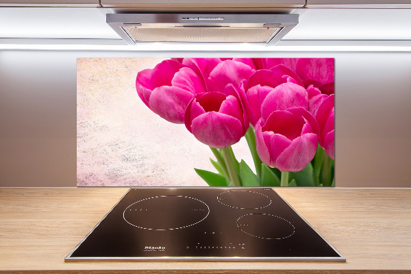 Hob splashback Pink tulips