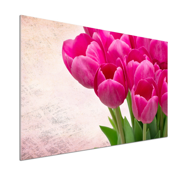 Hob splashback Pink tulips