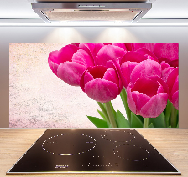 Hob splashback Pink tulips