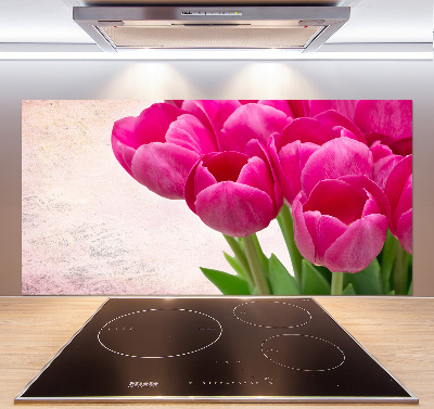 Hob splashback Pink tulips