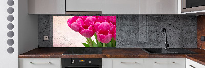 Hob splashback Pink tulips