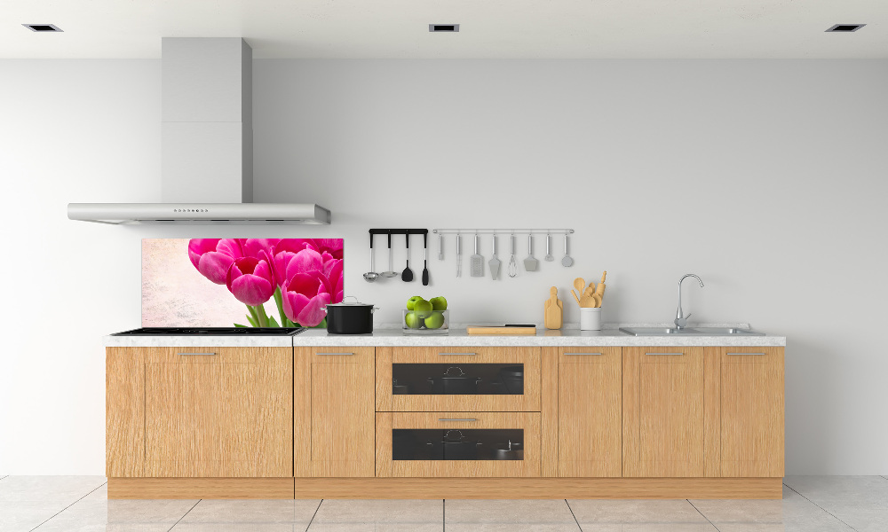 Hob splashback Pink tulips