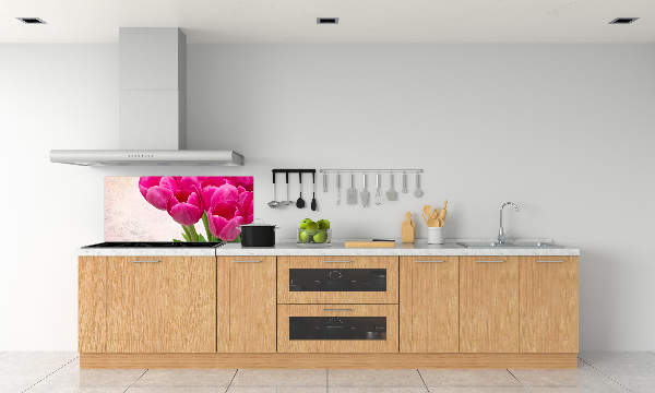 Hob splashback Pink tulips