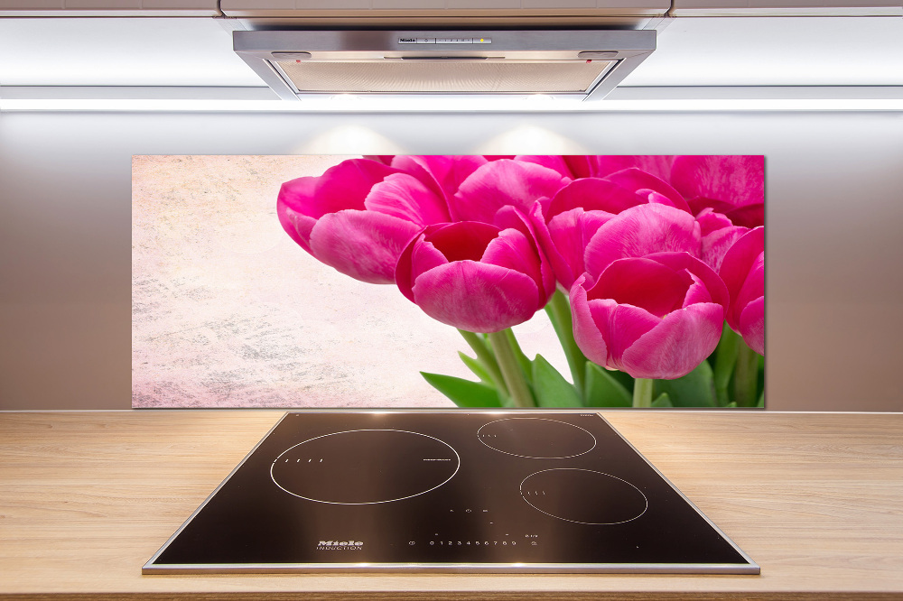 Hob splashback Pink tulips