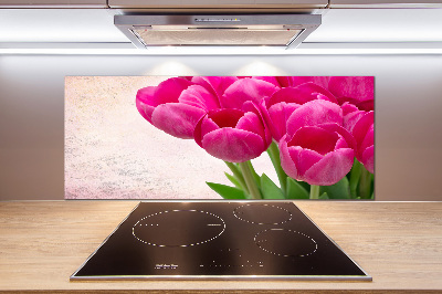 Hob splashback Pink tulips