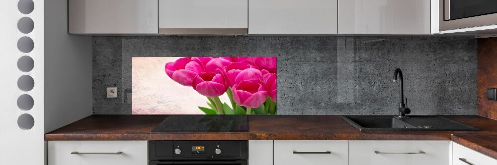 Hob splashback Pink tulips