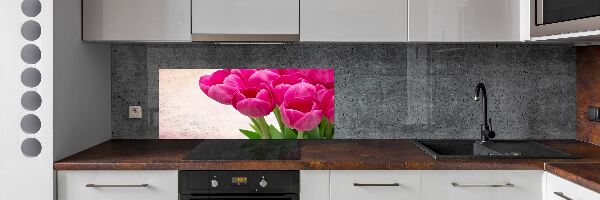 Hob splashback Pink tulips