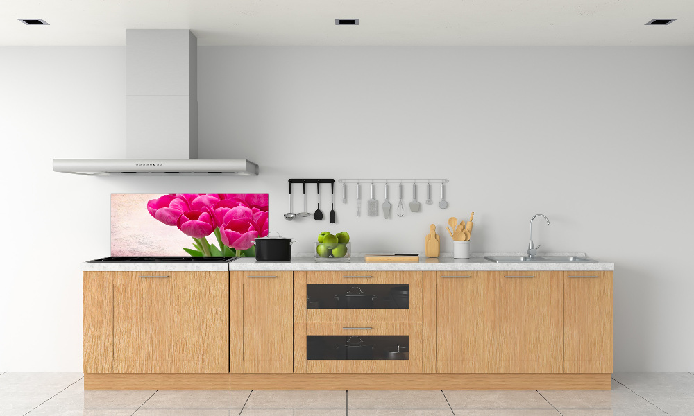 Hob splashback Pink tulips