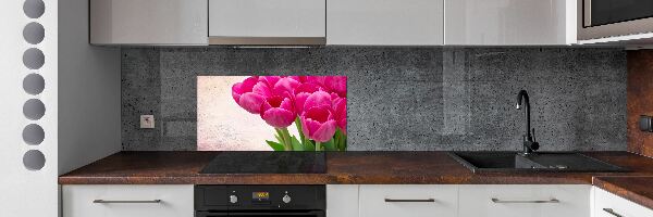 Hob splashback Pink tulips