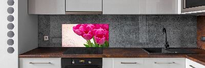 Hob splashback Pink tulips