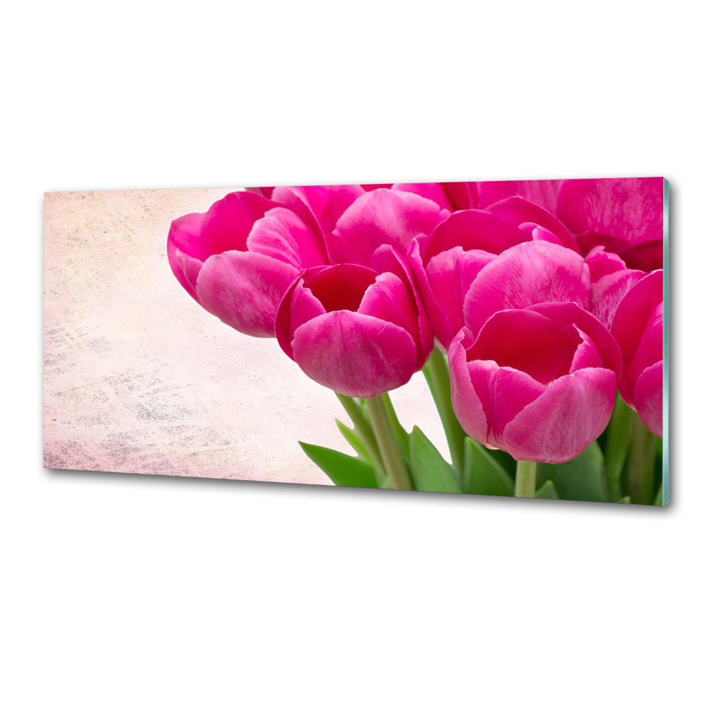 Hob splashback Pink tulips