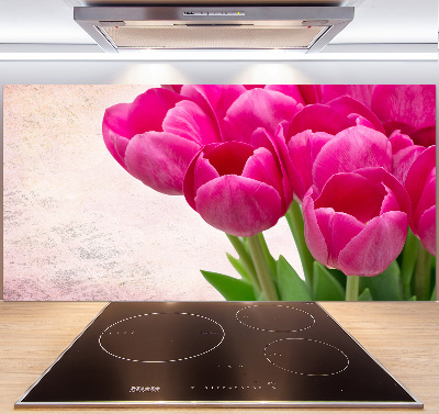 Hob splashback Pink tulips