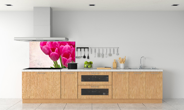 Hob splashback Pink tulips