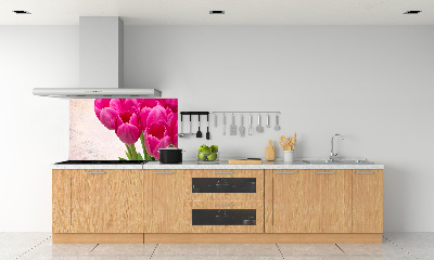 Hob splashback Pink tulips