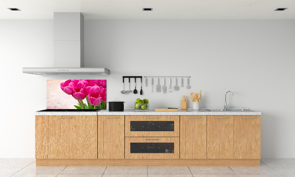 Hob splashback Pink tulips