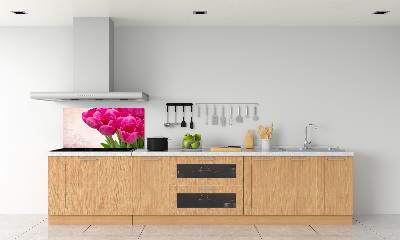 Hob splashback Pink tulips