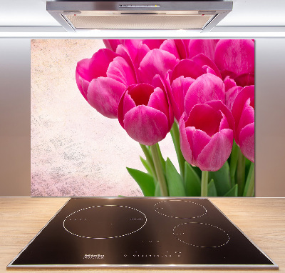 Hob splashback Pink tulips