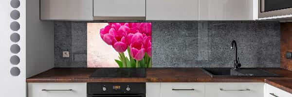 Hob splashback Pink tulips