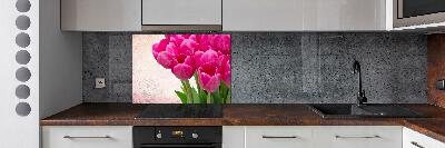 Hob splashback Pink tulips