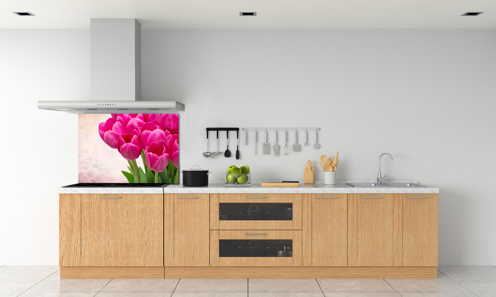 Hob splashback Pink tulips