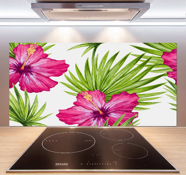 Cooker splashback Hawaiian flowers