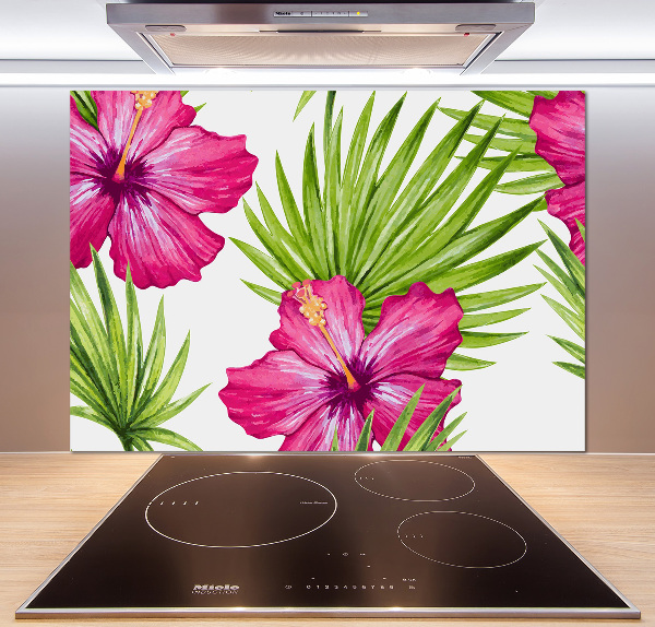 Cooker splashback Hawaiian flowers