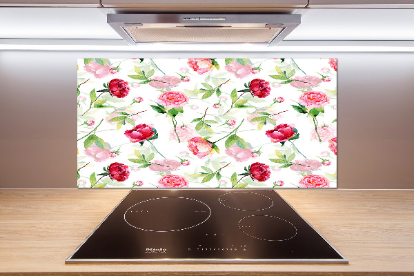 Cooker splashback Pink peonies