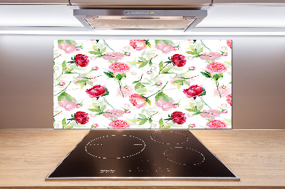 Cooker splashback Pink peonies