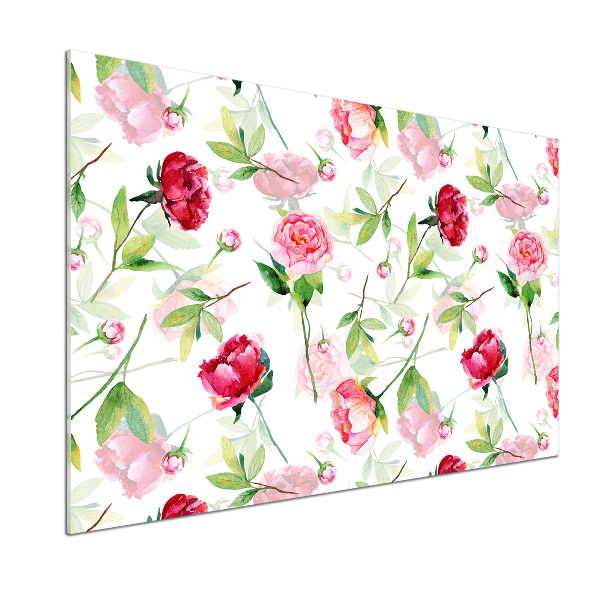 Cooker splashback Pink peonies