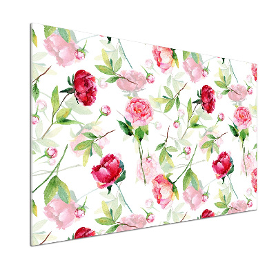 Cooker splashback Pink peonies