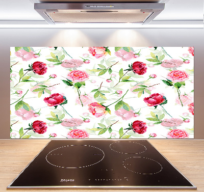 Cooker splashback Pink peonies