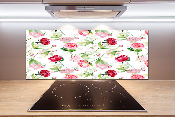 Cooker splashback Pink peonies