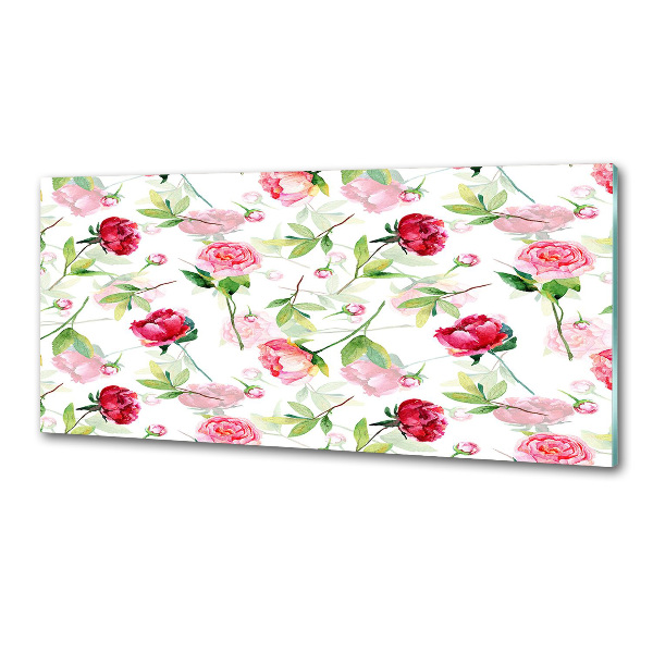 Cooker splashback Pink peonies