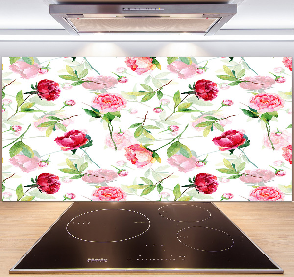 Cooker splashback Pink peonies