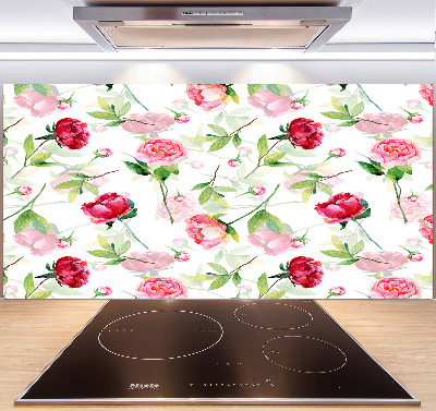 Cooker splashback Pink peonies