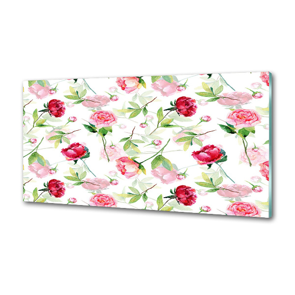 Cooker splashback Pink peonies