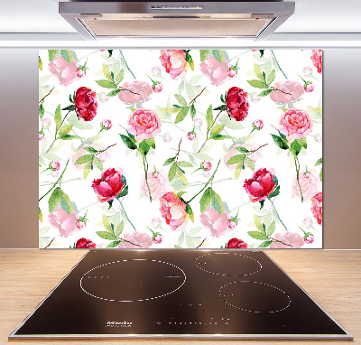 Cooker splashback Pink peonies