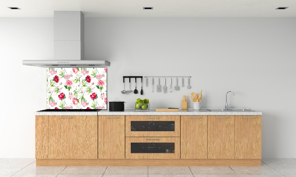 Cooker splashback Pink peonies