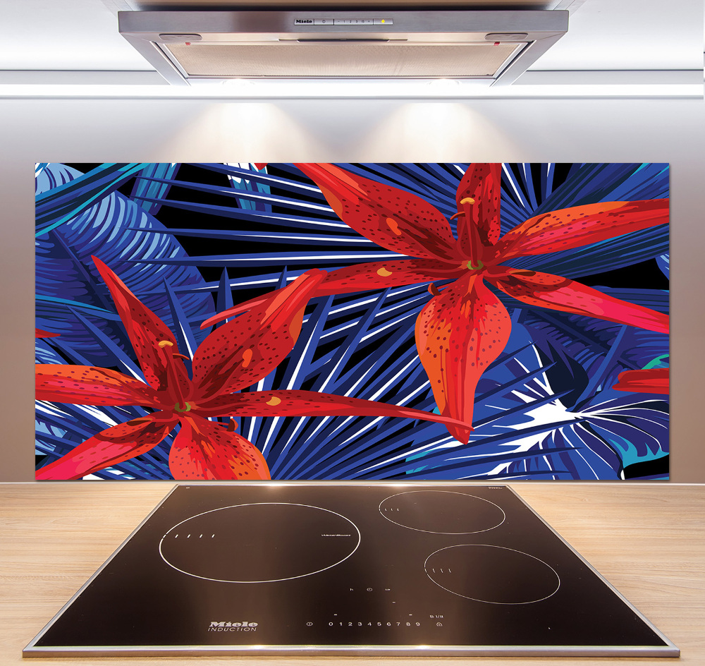 Kitchen splashback Tropical flowers