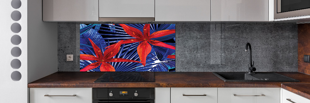 Kitchen splashback Tropical flowers