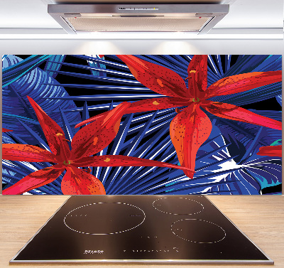 Kitchen splashback Tropical flowers