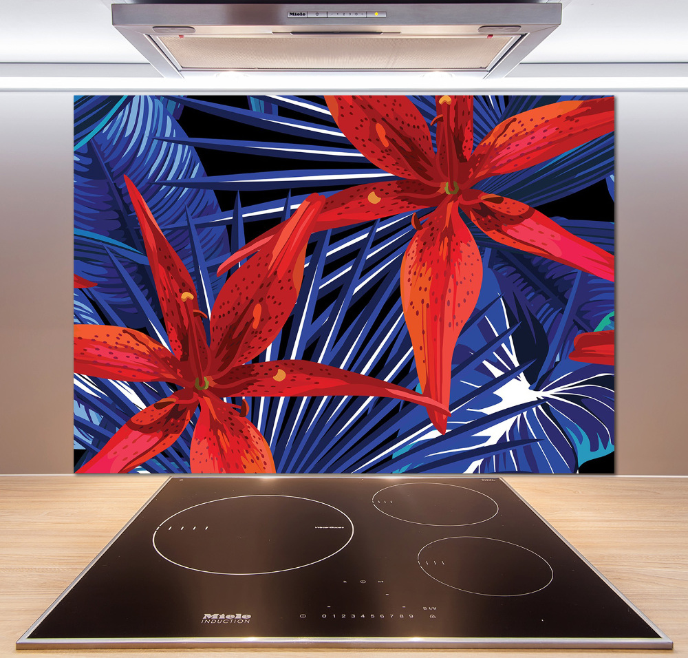 Kitchen splashback Tropical flowers