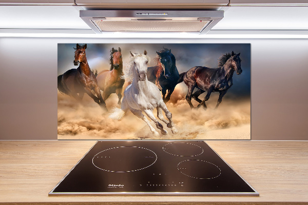 Glass splashback Horses at gallop