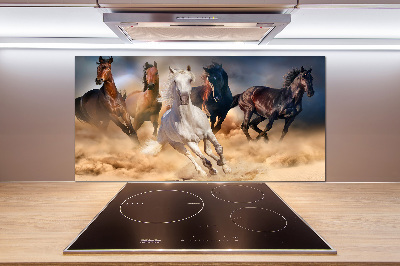 Glass splashback Horses at gallop