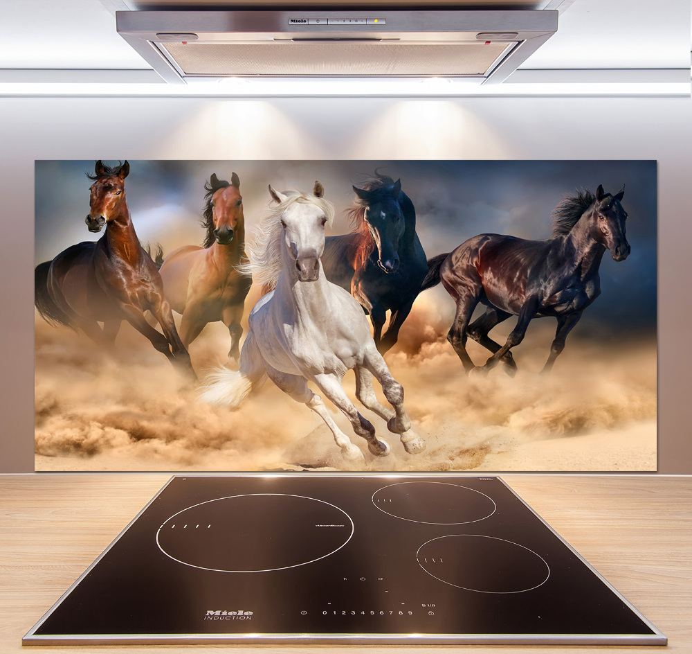 Glass splashback Horses at gallop